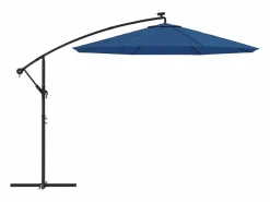 Outlet Sombrilla voladiza con luces LED y poste acero celeste 300 cm ES648477 Azul