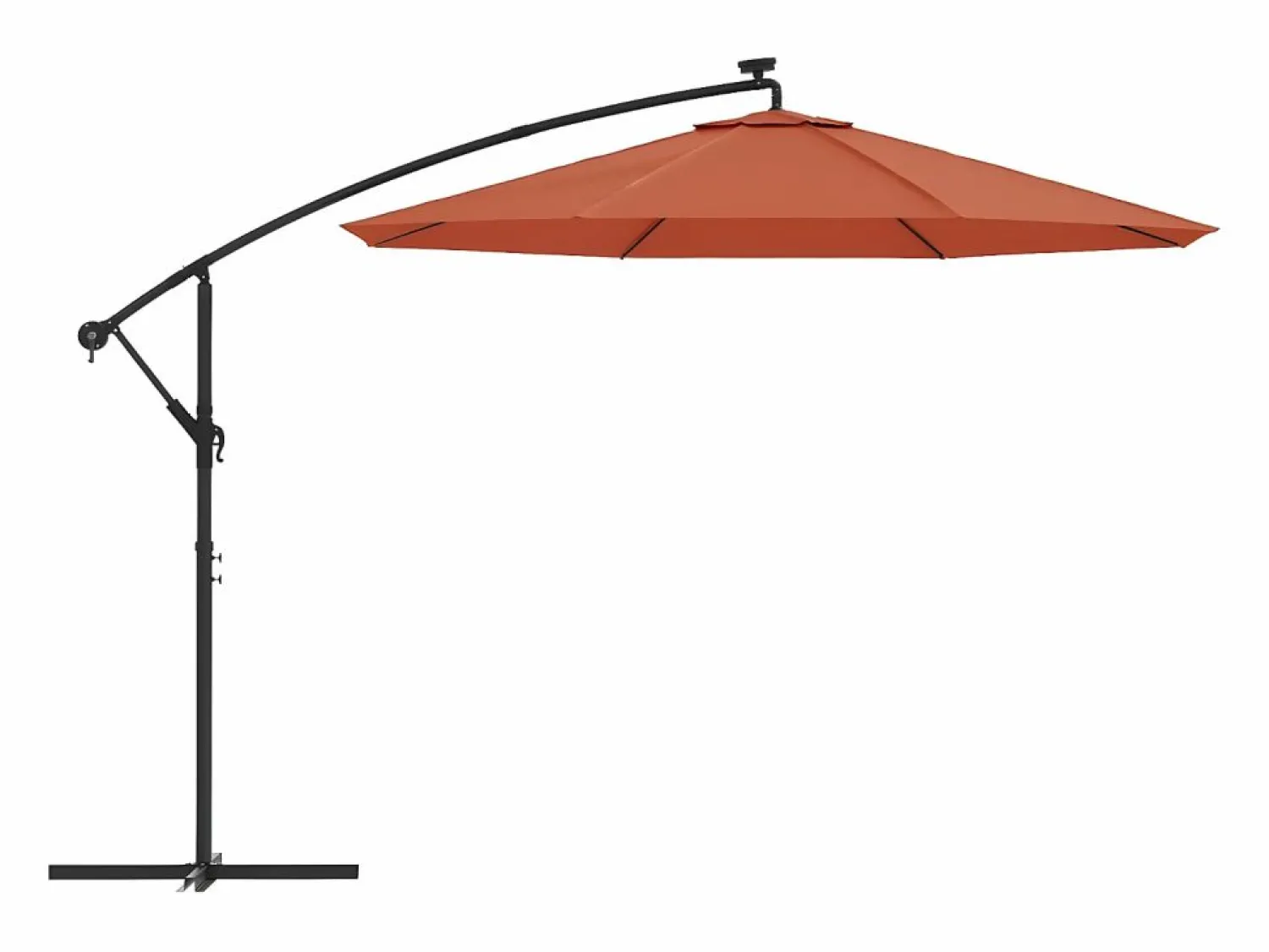 Clicnbuy Sombrilla voladiza con luces LED y palo de acero terracota