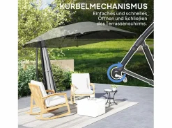 Online Sombrilla voladiza con manivela, protección UV 50+, poliéster, gris oscuro (304x260x245 cm)