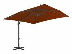New Sombrilla voladiza con poste de aluminio terracota 300x300 cm ES278441 Marru00f3n