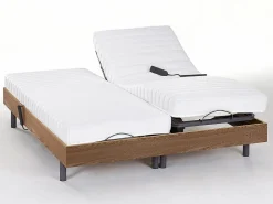 Ysmée Somier articulado eléctrico 2x78 terminales - 2 x 90 x 200 cm - beige - NALU de DREAMEA