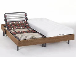 Ysmée Somier articulado eléctrico 2x65 terminales - 2 x 80 x 200 cm - gris - NALU de YSMÉE