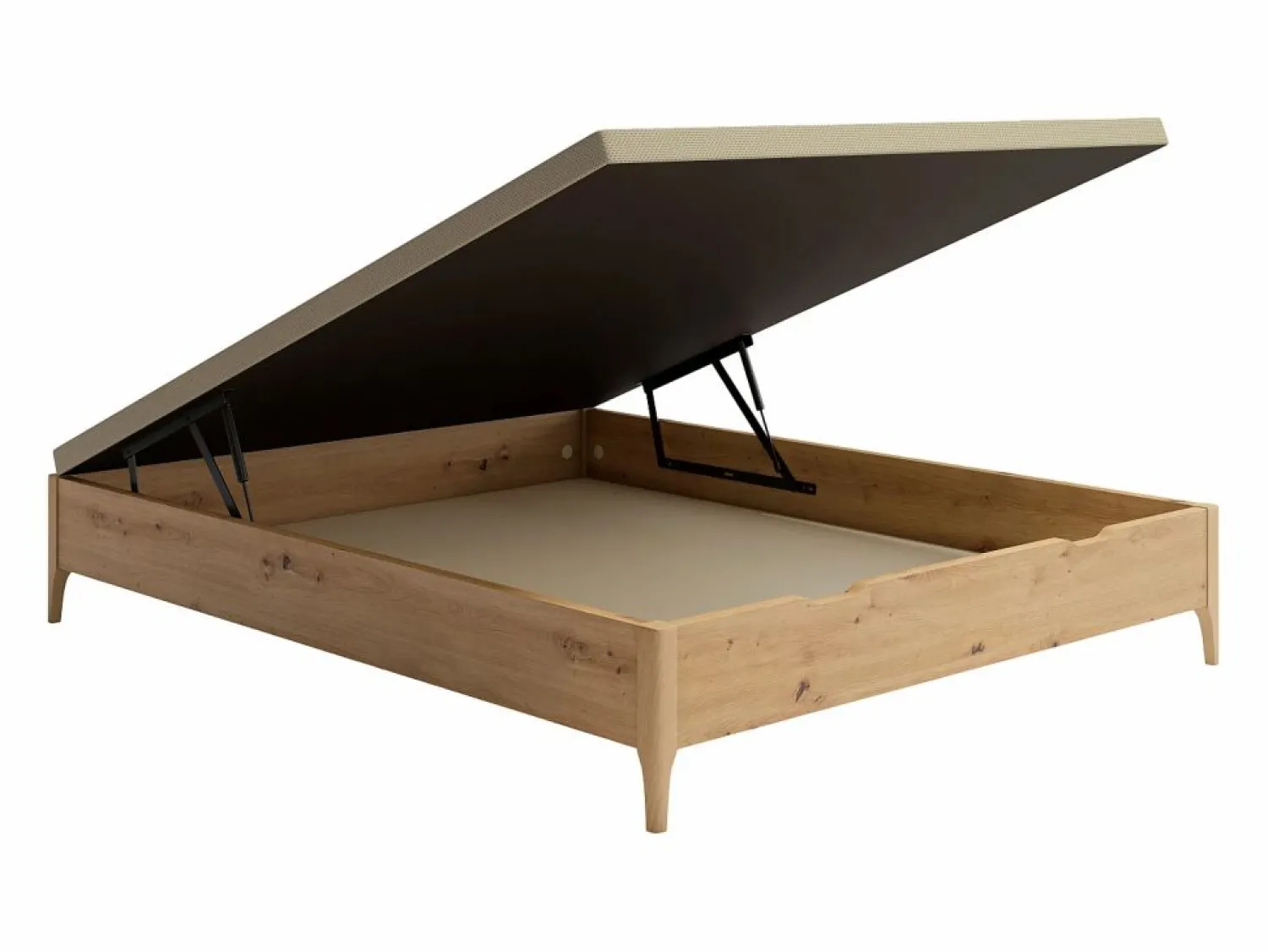Ysmée Somier con arcón 140 x 190 cm - Natural claro - Con patas - VEONA de