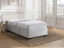 Outlet Ysmée Somier con cajones 90 x 190 cm en tela - Con patas - KOLANE de YSMÉE Beige