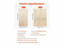 Hot Somier de listones SucceBuy Plegable Tamaño Completo, Colchón Superior de Madera para el Soporte bajo los Colchones, Listo para Usar, 8 Piezas, de Madera Natural