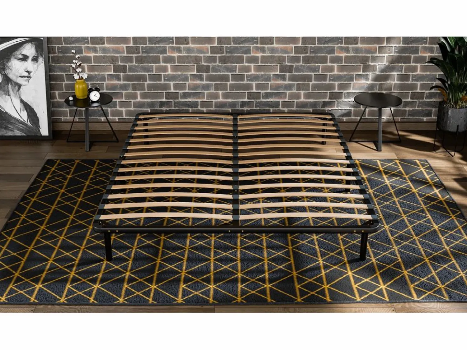 New Douce Lune Somier de láminas 180x200 cm Estructura sólida de metal negro Alta calidad - Cómodo ®