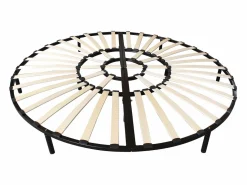 Sale Ysmée Somier redondo de láminas de madera con patas 220x220 cm Negro