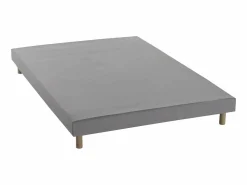 Online Somier tapizado de láminas 140x190 - Madera Maciza + Patas - FINLANDEK Rakenne Gris