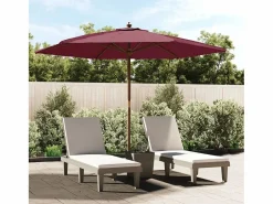 Outlet Garden Furniture Sophie-Sandrine Sombrilla de jardín con poste de madera rojo burdeos 299x240 cm