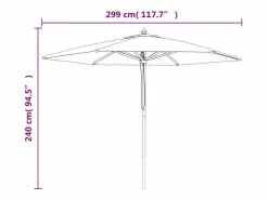 Outlet Garden Furniture Sophie-Sandrine Sombrilla de jardín con poste de madera rojo burdeos 299x240 cm