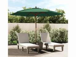 Garden Furniture Sophie-Sandrine Sombrilla de jardín con poste de madera verde 299x240 cm