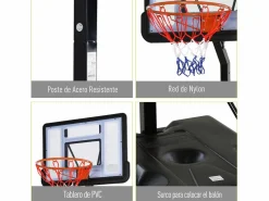 Hot Homcom Soporte de baloncesto negro 90x165x352 cm Multicolor