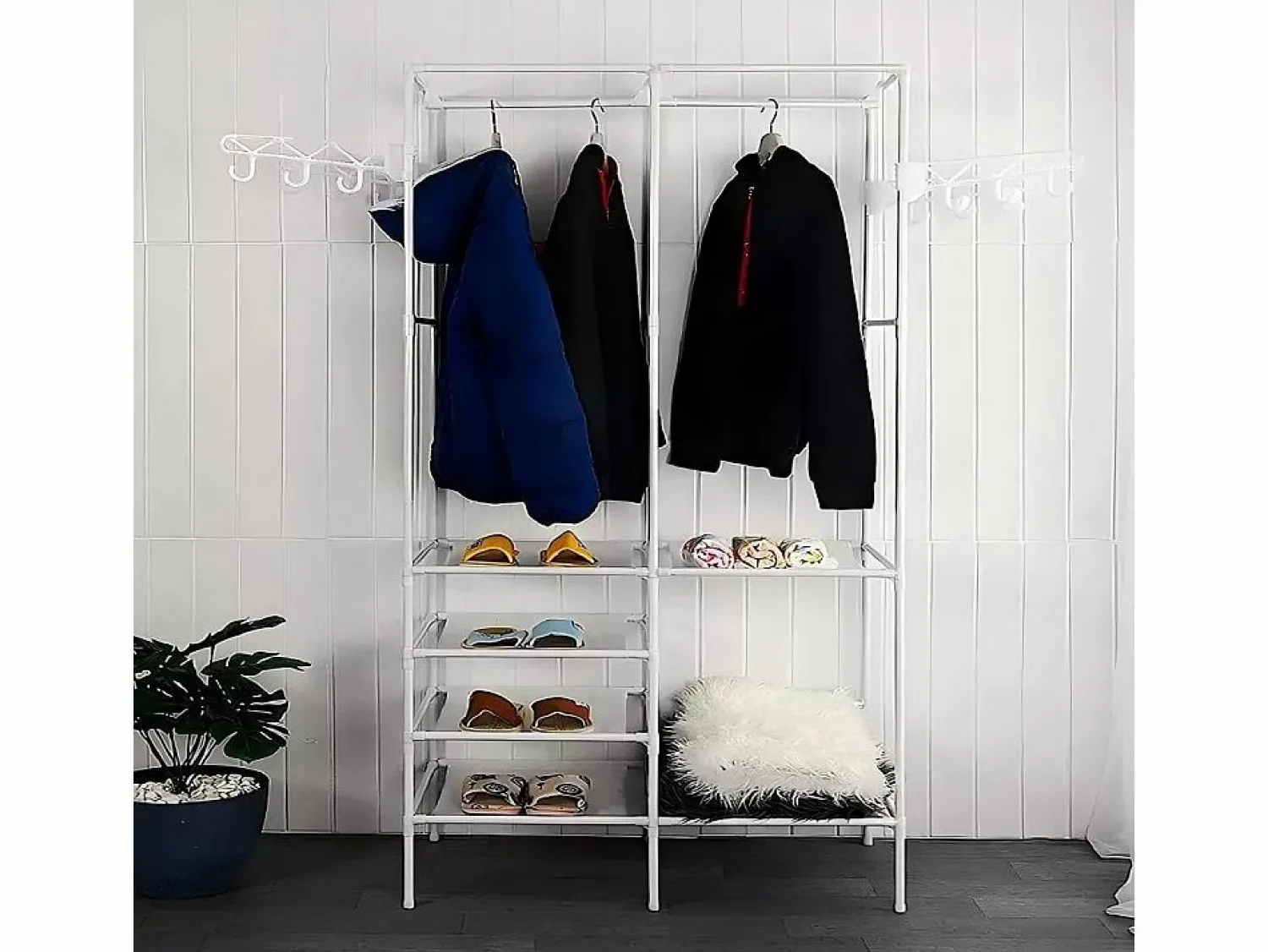 Sale DripeX Soporte de comidas de metal 4 en 1, con 6 estantes, 2 varillas y ganchos, 108x36x170cm Blanco