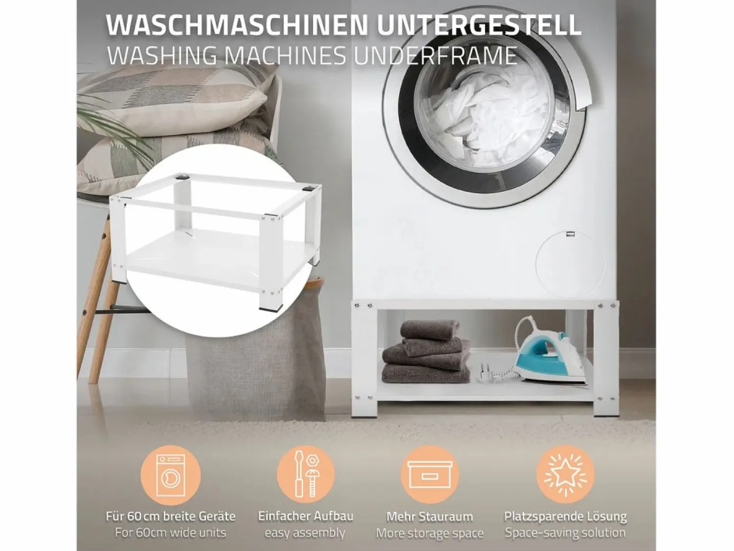 Outlet ML-DESIGN Soporte de elevación Universal para lavadora o secadora 54 x 63 x 32 cm Blanco