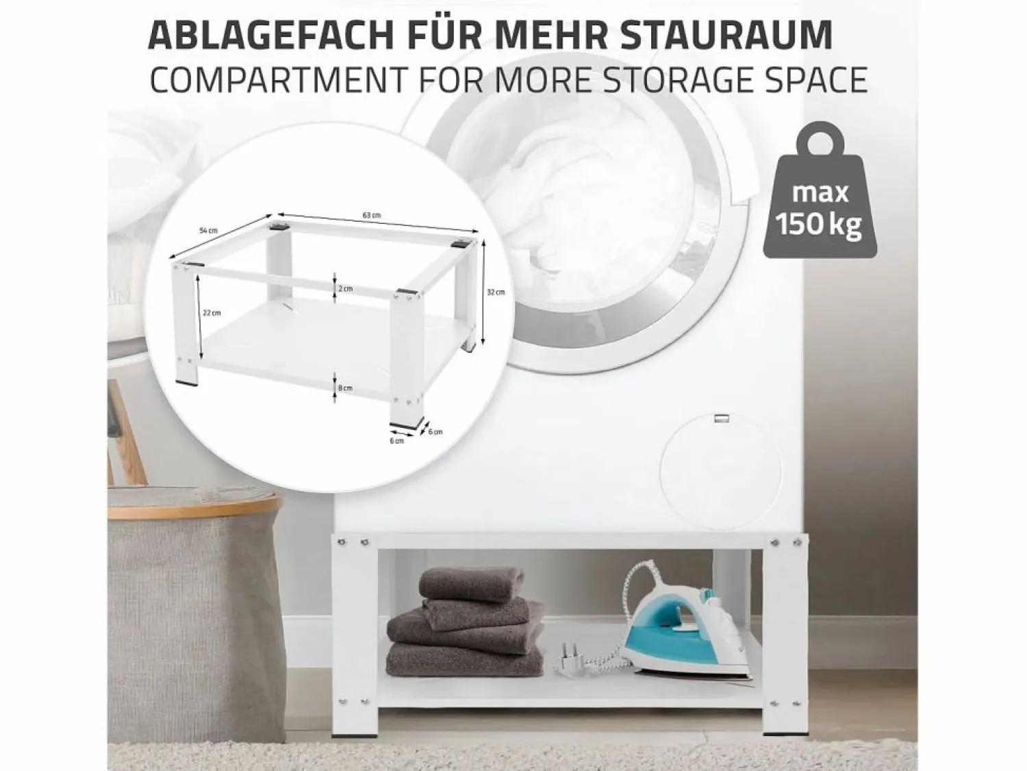 Outlet ML-DESIGN Soporte de elevación Universal para lavadora o secadora 54 x 63 x 32 cm Blanco