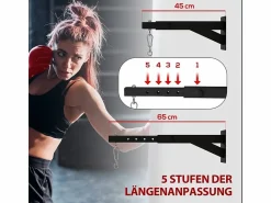 Clearance Soporte de pared ajustable para saco de boxeo, diseño ajustable, acero, (65 x 12 x 20 cm) Negro
