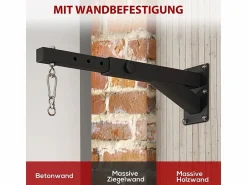 Clearance Soporte de pared ajustable para saco de boxeo, diseño ajustable, acero, (65 x 12 x 20 cm) Negro