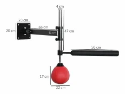Soporte de pared ajustable para boxeo con barra giratoria de 360°, piel sintética, color (79 x 72 x 20 cm) Rojo