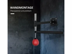 Soporte de pared ajustable para boxeo con barra giratoria de 360°, piel sintética, color (79 x 72 x 20 cm) Rojo