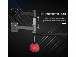 Soporte de pared ajustable para boxeo con barra giratoria de 360°, piel sintética, color (79 x 72 x 20 cm) Rojo