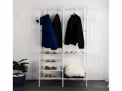 DripeX Soporte moderno de la barra doble con ganchos, ropa, ropa de vestuario, guardarropa 108x36x170cm -
