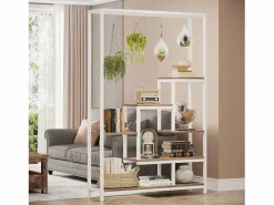 Best Tribesigns Soporte para plantas de interior de 5 niveles, estantería de metal de 180 cm con 10 ganchos de suspensión, soporte multifunción Blanco