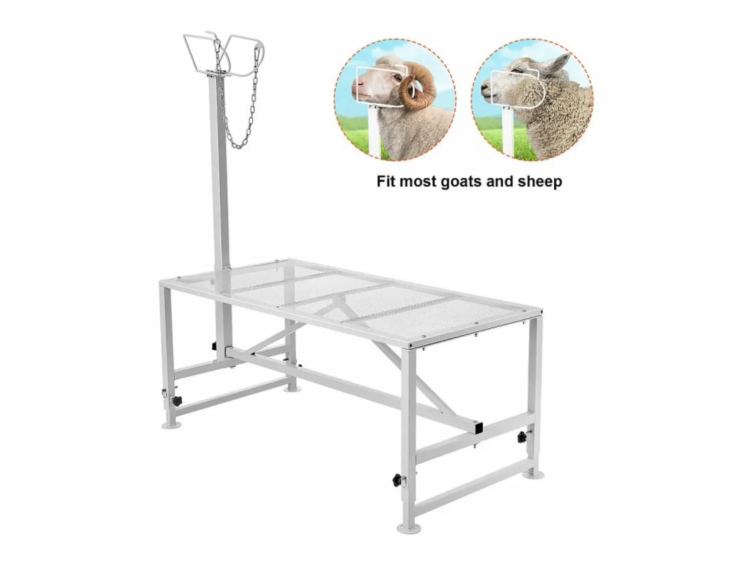 Hot Soporte para Podado de Cabras SucceBuy, Altura 53,3 - 83,8 cm, 119,3 x 58,4 cm, Mesa Blanca Higiene Y Cuidado De Mascotas