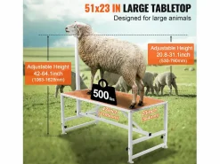 Hot Soporte para Podado de Cabras SucceBuy, Altura 53,3 - 83,8 cm, 119,3 x 58,4 cm, Mesa Blanca Higiene Y Cuidado De Mascotas