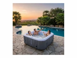 Discount Spa hinchable cuadrado de 4 plazas - Sunspa - Diadema LED incluida - Dimensiones : 155 x 155 cm Negro