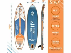 Hot Stand Up Paddle Hinchable Sun Cruise 11'2 340x84x15cm (11'2 "x33 "x6") - Dropstitch Doble Capa Fundida Pack Completo Deportes Náuticos