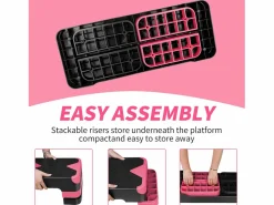 Step aeróbico ajustable para ejercicio, plataforma antideslizante, polietileno, (68,5 x 28 x 10 cm)