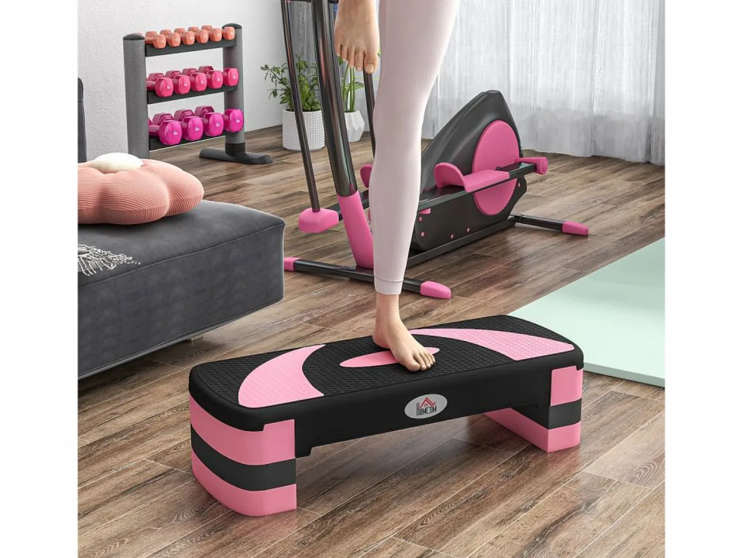 Stepper aeróbico ajustable, de plástico, para fitness y entrenamiento en casa, color negro (80 x 31 x 20 cm)