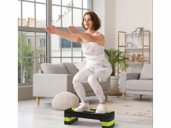 Stepper aeróbico con altura regulable (10/15/20 cm), plástico, verde (80x31x20 cm)