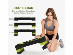 Stepper aeróbico con altura regulable (10/15/20 cm), plástico, verde (80x31x20 cm)