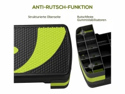 Stepper aeróbico con altura regulable (10/15/20 cm), plástico, verde (80x31x20 cm)