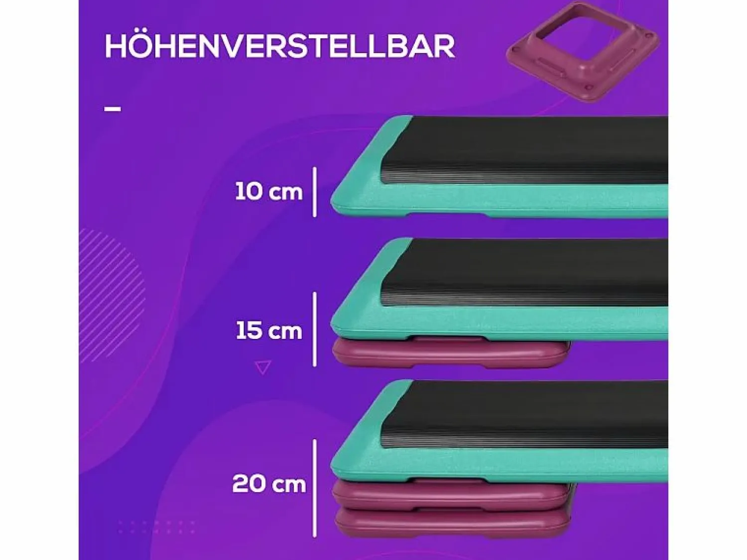 Stepper aeróbico de altura regulable, antideslizante, PVC, (110x40x20cm)