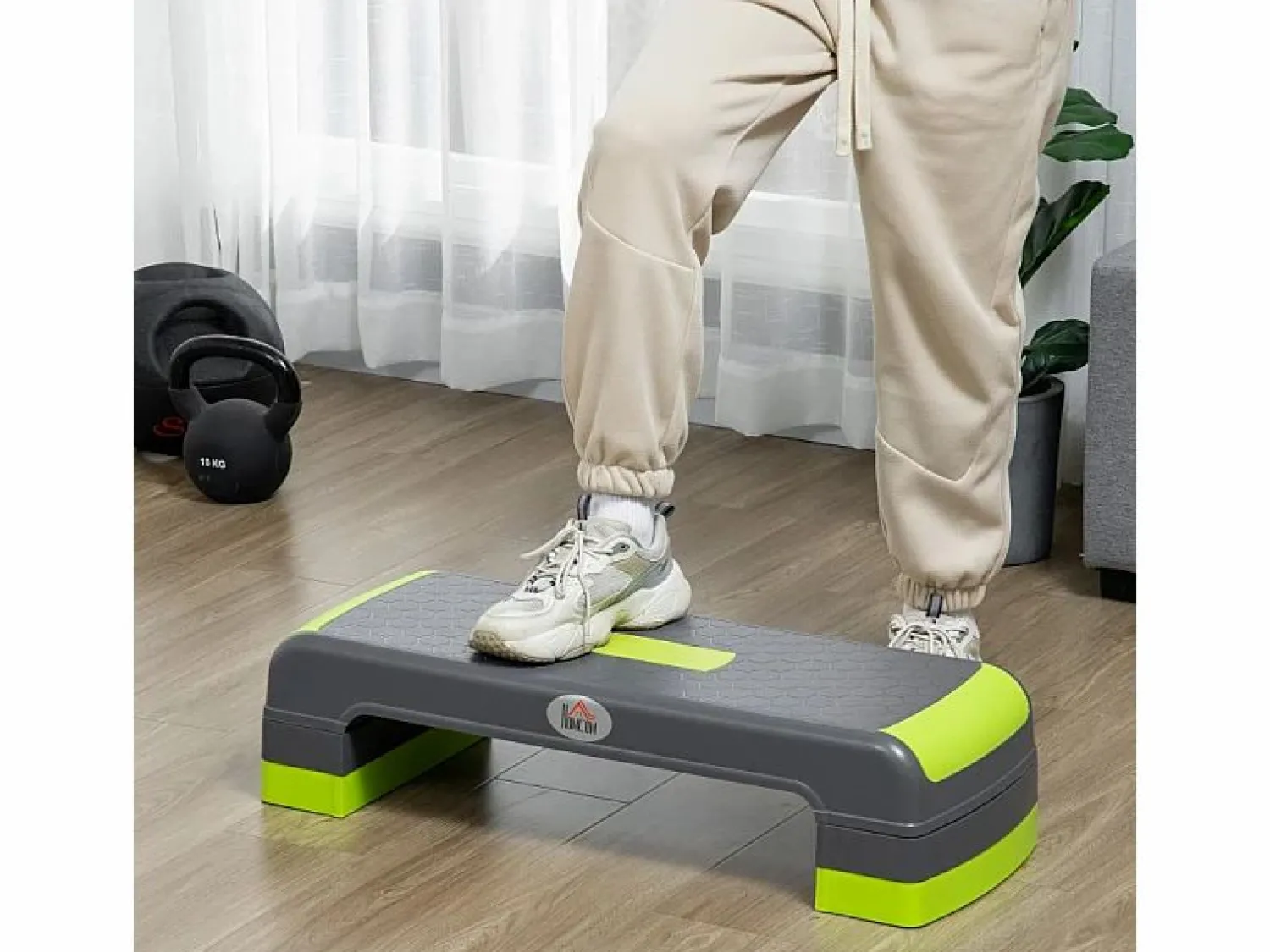 Outlet Stepper aeróbico regulable en 3 alturas, plástico resistente, /verde, hasta 150 kg (78x28x20 cm) Gris