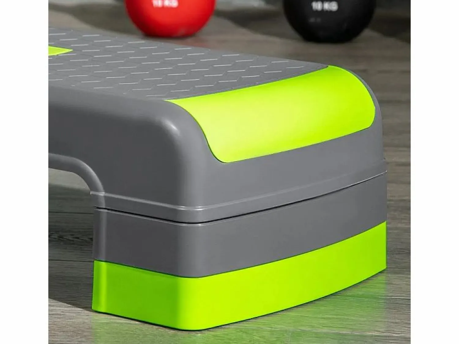 Outlet Stepper aeróbico regulable en 3 alturas, plástico resistente, /verde, hasta 150 kg (78x28x20 cm) Gris