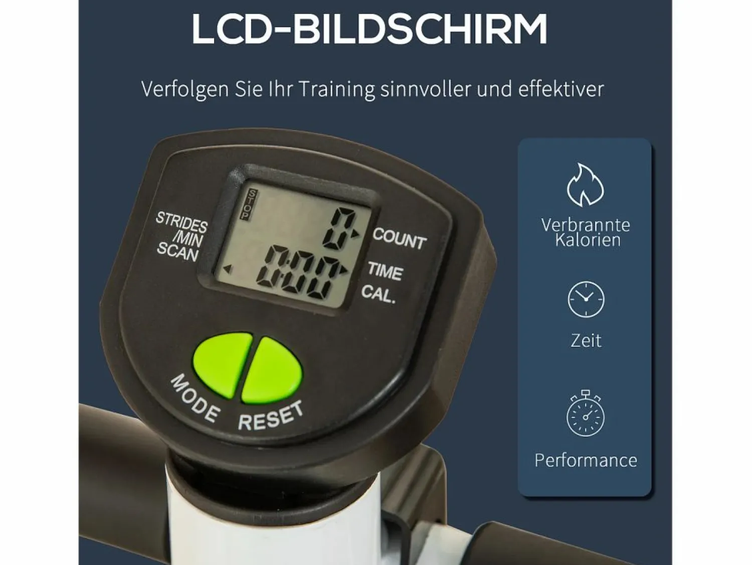Discount Stepper de fitness con pantalla LCD y asas, para entrenar en casa, de acero y ABS, verde (55 x 44 x 108 cm) Cinta De Correr