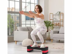Stepper regulable para aeróbic, con 3 alturas, plástico, rojo (80x31x20 cm)
