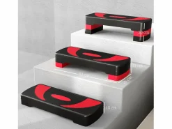 Stepper regulable para aeróbic, con 3 alturas, plástico, rojo (80x31x20 cm)