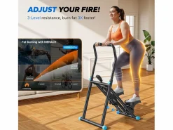 Online MERACH Stepper vertical , LCD, 3 niveles de resistencia ajustables, altura ajustable, plegable, estable, para uso doméstico, máx 150 kg, Negro