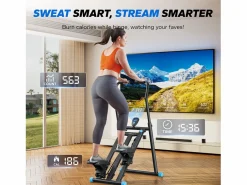 Online MERACH Stepper vertical , LCD, 3 niveles de resistencia ajustables, altura ajustable, plegable, estable, para uso doméstico, máx 150 kg, Negro