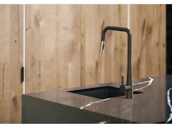 Clearance Essebagno Style Grifo mezclador de fregadero con ducha extraíble mate y cromo Negro