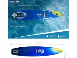 Discount COASTO SUP Paddle Inflable Cruiser 13'1 - 398x78x15cm Dropstitch Doble Capa Fundido Pack Paddle Leash Bomba Bolsa de Transporte - Collection 2021 Azul