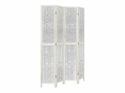 Outlet Tabique divisorio de 4 paneles en madera maciza de paulownia blanca Blanco
