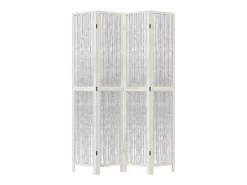 Outlet Tabique divisorio de 4 paneles en madera maciza de paulownia blanca Blanco