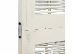 Outlet Tabique divisorio de 4 paneles en madera maciza de paulownia blanca Blanco