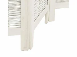 Outlet Tabique divisorio de 4 paneles en madera maciza de paulownia blanca Blanco