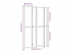 Outlet Tabique divisorio de 4 paneles en madera maciza de paulownia blanca Blanco